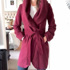 Bebe Oversized Shawl Collar Belted Wrap Coat